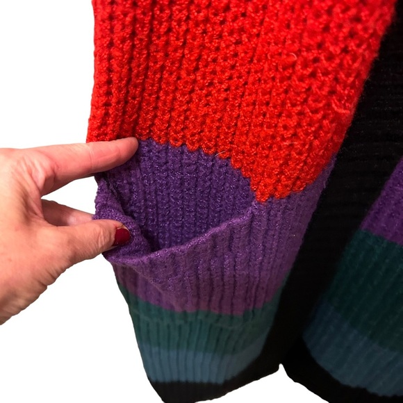 Torrid Long Stripe Color Block Black Red SZ 0 Cardigan - Picture 11 of 15